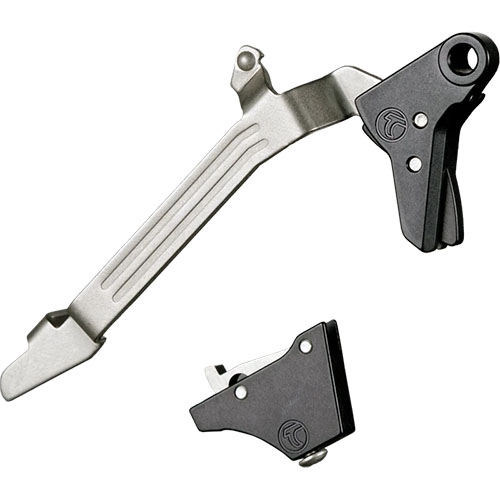 Transforma tu Glock en una pistola de competición con un disparo de 3 lb, instalación fácil y opciones de seguridad, todo sin perder la fiabilidad de Glock.